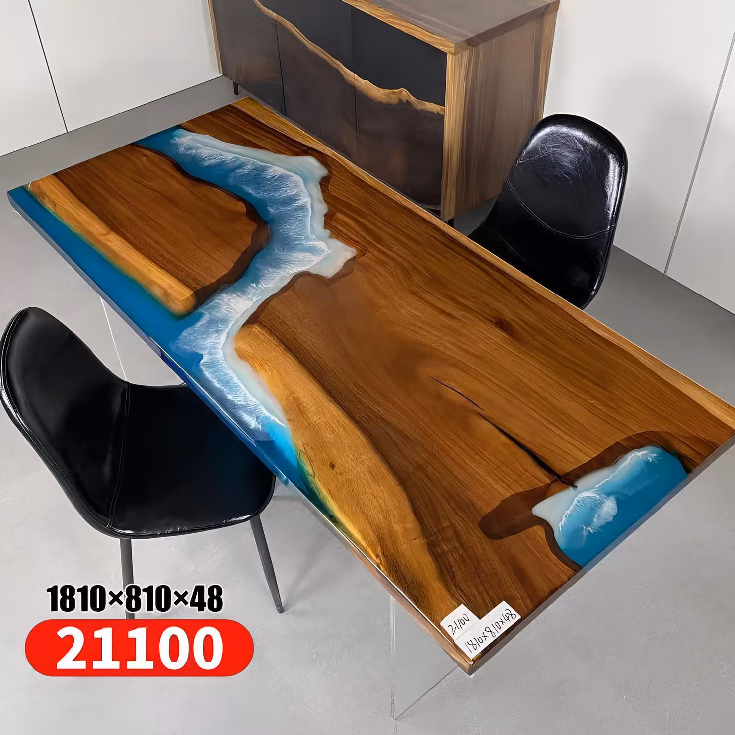 Tische Esstisch Design Tisch Moderne Meer Fluss Möbel 181x81 Epoxid Harz Ozean