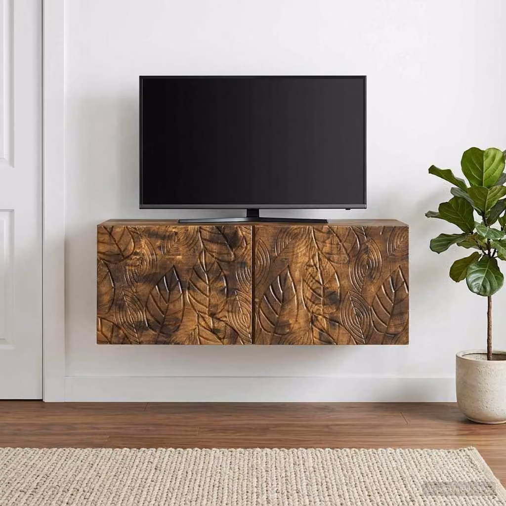 Mobile Porta TV da Muro vidaXL in Legno Rovere Fumo, Stile Vintage, L 78,5 x P 41 x H 30 cm