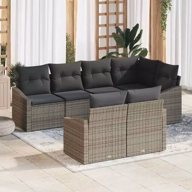Set Divano da Giardino 7 pz Grigio polyrattan 3355428