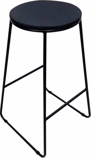 Set di 6 Sgabelli Colby Seduta Rotonda In Tessuto Nero/gambe Nere 32x32x71