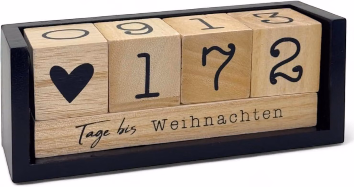 Calendario dell'Avvento in legno, cubo annuale, 432 giorni, nei colori nero e naturale, ideale per un matrimonio