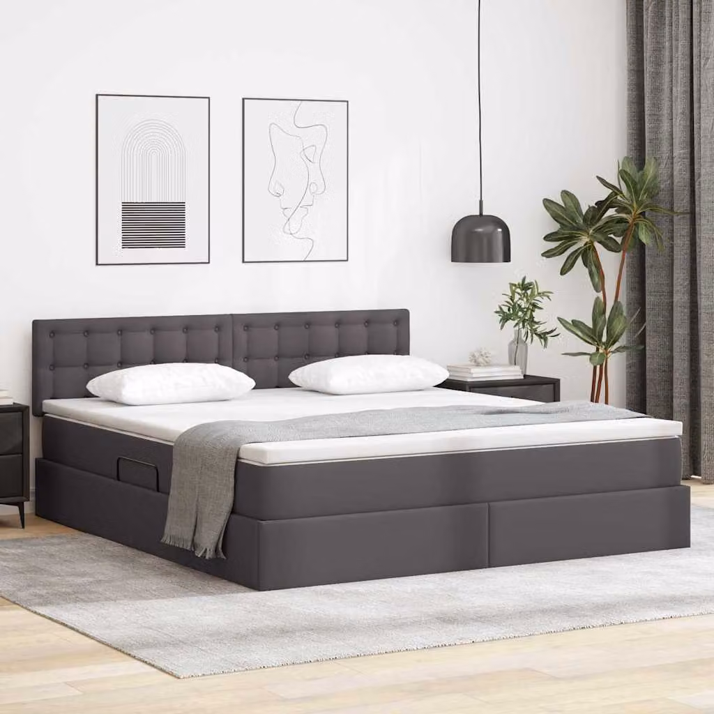 Letto con contenitore e materasso vidaXL Grigio L/P/H: 180 x 200 x 280 cm – 1