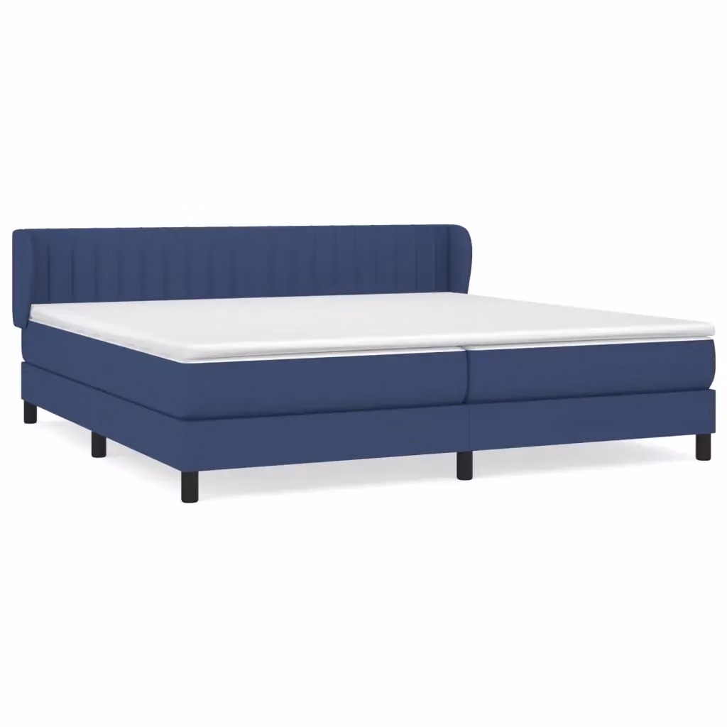 Letto Ibrido vidaXL con Giroletto a Molle e Materasso in Tessuto Blu e Bianco L/P: 200 x 200 cm – 2