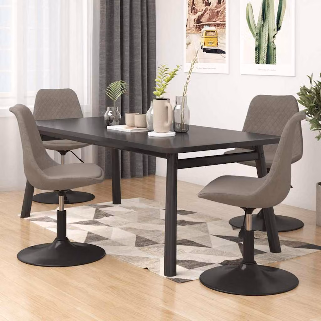 Set di 4 sedie da pranzo girevoli vidaXL in velluto grigio con base in metallo e plastica – 1