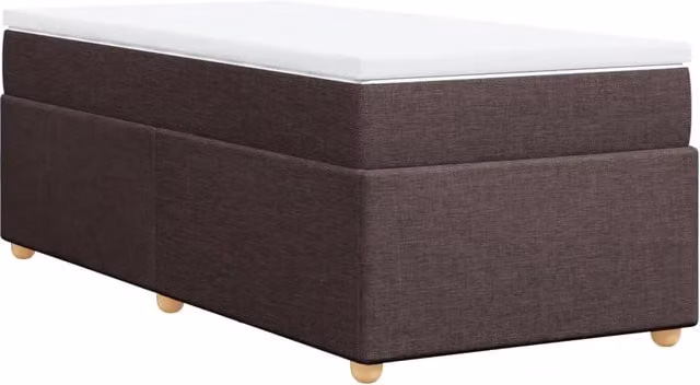 Letto singolo | Letto per adulti | Giroletto a Molle con Materasso Marrone Scuro 90x190cm Tessuto
