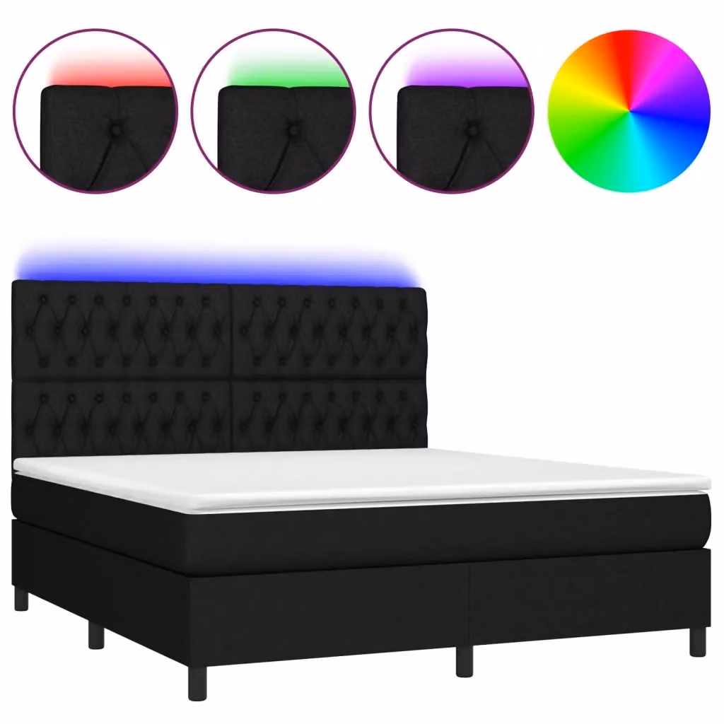 Letto Ibrido vidaXL con Materasso e Illuminazione LED, Nero, L/P/H: 160 x 200 x 203 cm – 2