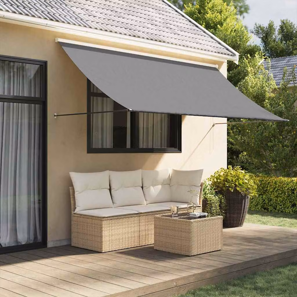 vidaXL Tenda da Sole Retrattile Antracite con Bracci Pieghevoli in Acciaio e Tessuto in Poliestere L: 300 cm, P: 150 cm