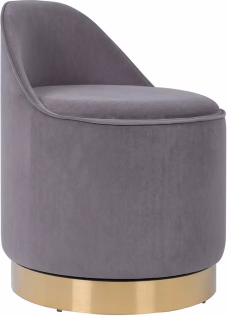 Pouf Girevole Viktor in Velluto Grigio con Vano Contenitore