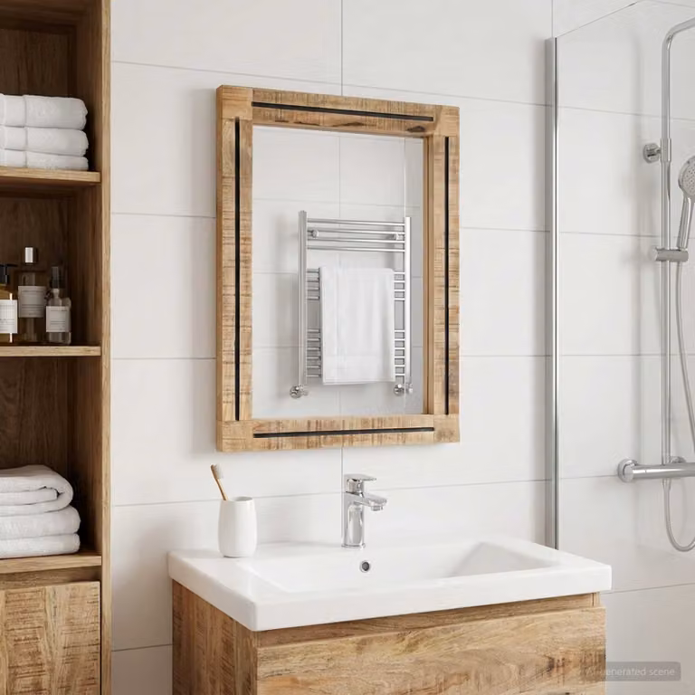 Specchio da parete moderno vidaXL in vetro rettangolare, Marrone e Nero, L: 70 cm, H: 50 cm, P: 3 cm