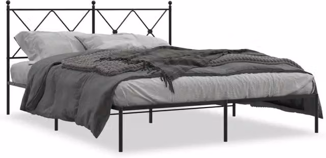 Letto matrimoniale Design In con testiera in metallo nero e struttura rigida L/P/H: 166 x 160 x 90,5 cm – 1