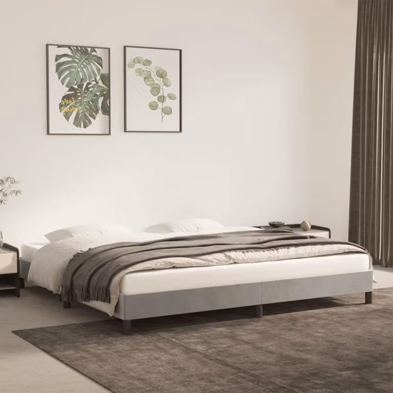 The Living Store Struttura letto grigio chiaro 200x200 cm in velluto