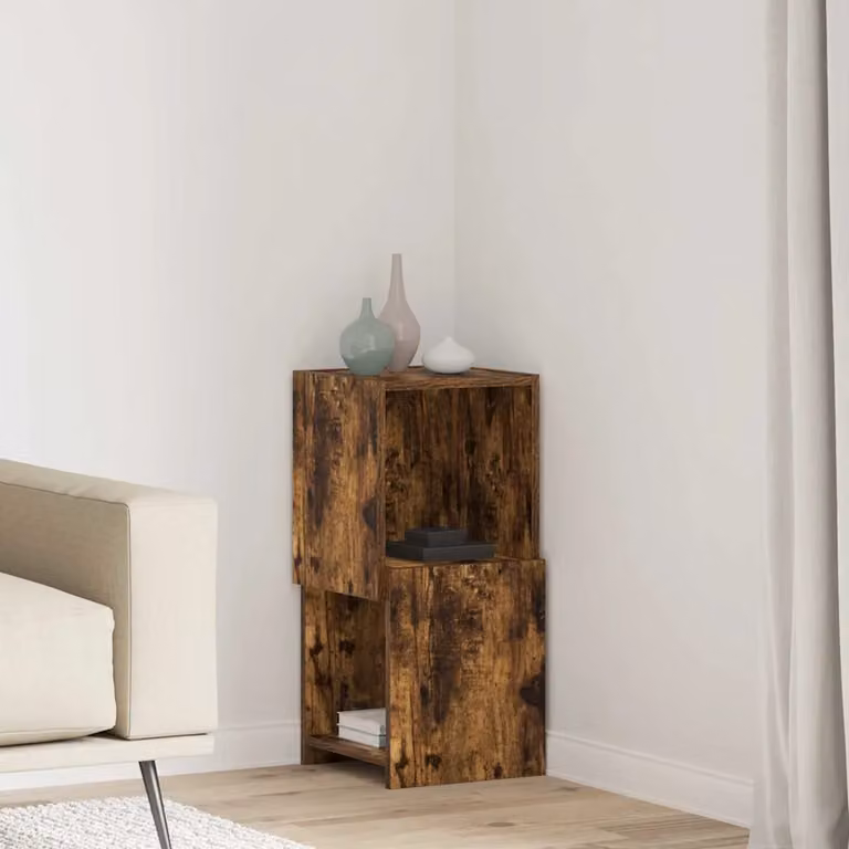Mobile angolare vidaXL in legno ingegnerizzato Rovere fumé, L 30,5 cm x P 30 cm x H 65 cm