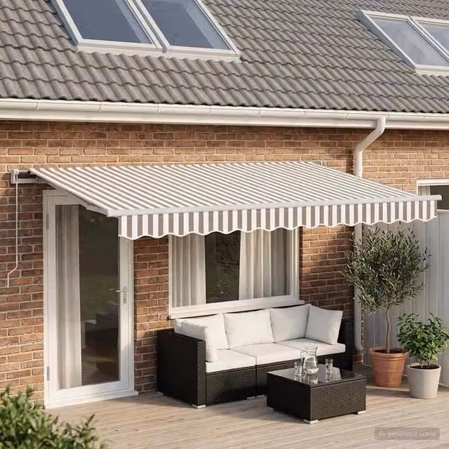 Tenda retrattile Grigio chiaro e bianco 400 × 350 cm 3426117
