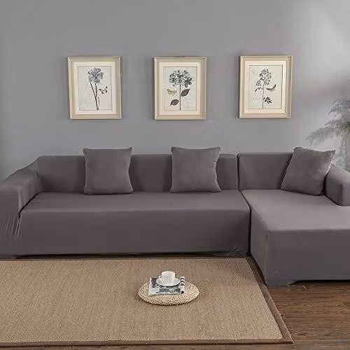 Copertura elastica per divano angolare - Copertura per divano a forma di L - Poliestere - Resistente - Facile da pulire - Confortevole