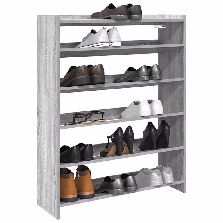 Scarpiera moderna vidaXL in legno e MDF Grigio, sospesa a parete, L 80 x P 25 x H 100 cm