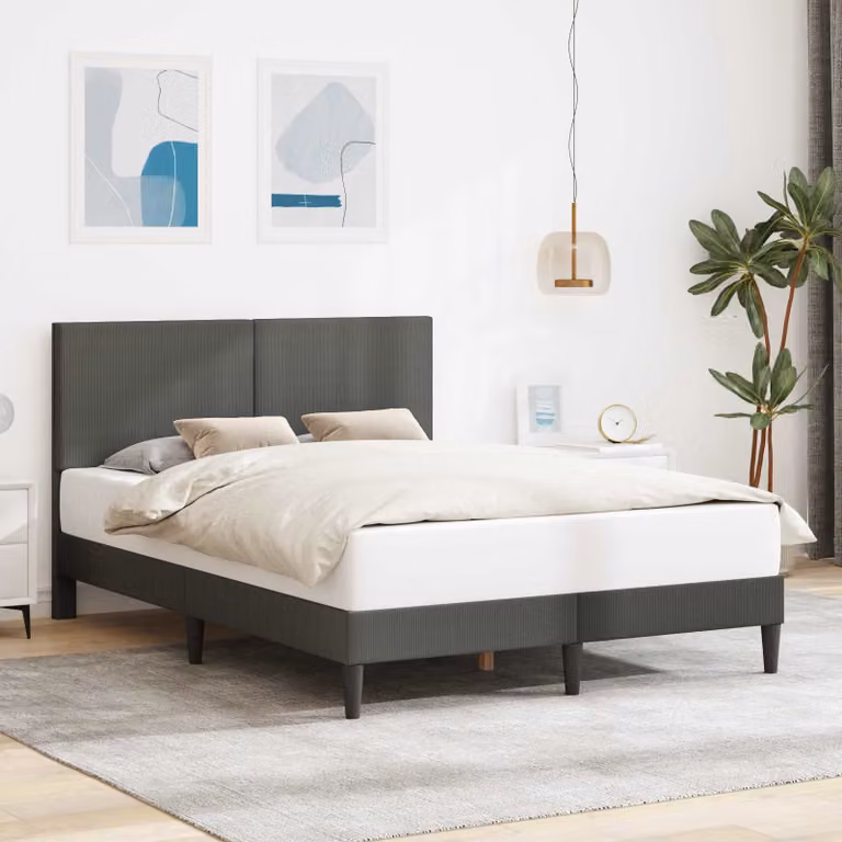 Struttura del letto moderna vidaXL in tessuto cord grey L: 140 cm, P: 190 cm, H: 96 cm