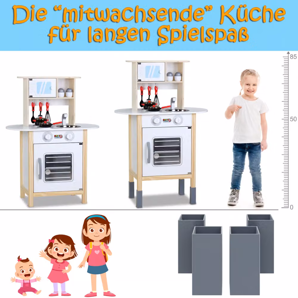 Cucina giocattolo Spielwerk per bambini in legno e plastica multicolore con accessori L: 77 cm, P: 36 cm, H: 57 cm – 4