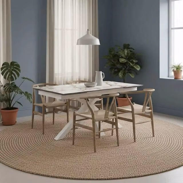 Tavolo da pranzo allungabile Duzzle in ceramica effetto marmo bianco Calacatta Guernica L: 160-240 cm, P: 90 cm, H: 76 cm – 1