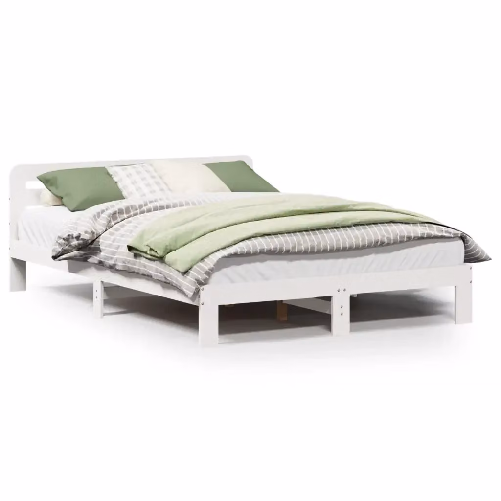 Letto senza materasso vidaXL in legno massello di pino bianco con doghe fisse L/P/H: 160 x 200 x 85 cm – 2