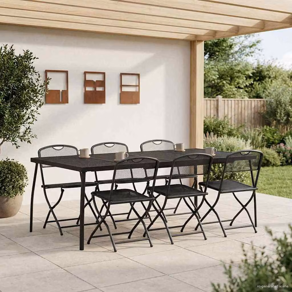 Maison Exclusive - Set di mobili da giardino, 7 pezzi, antracite, in ferro e acciaio