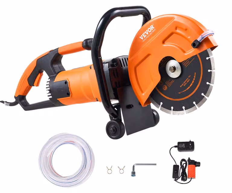 Troncatrice per calcestruzzo elettrica – 4800W, adatta sia per taglio a secco che a umido, con una profondità di taglio massima di 89 mm