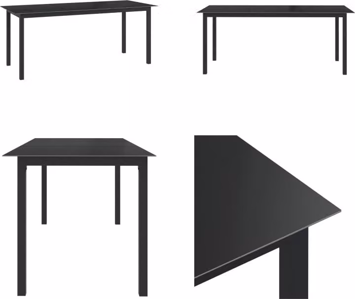 vidaXL Tavolo da giardino nero 190x90x74 cm in alluminio e vetro - Tavolo da giardino - Tavoli da giardino - Tavolo - Tavoli