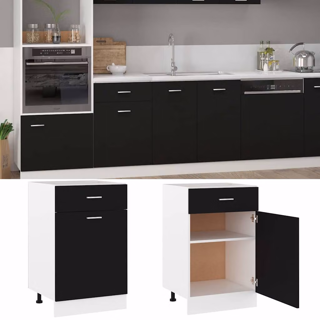 vidaXL Armadio con Cassetto “Lyon” Nero 50x46x81,5 cm
