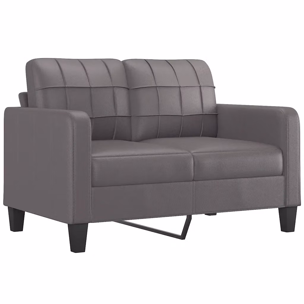 Divano a 2 posti moderno vidaXL in similpelle grigio con struttura in metallo – 2