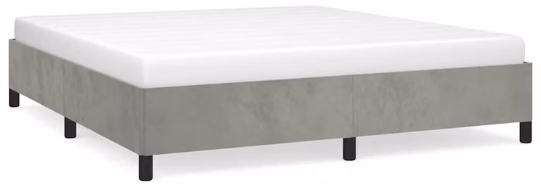 Struttura del letto senza materasso, colore grigio chiaro, dimensione California King, in velluto