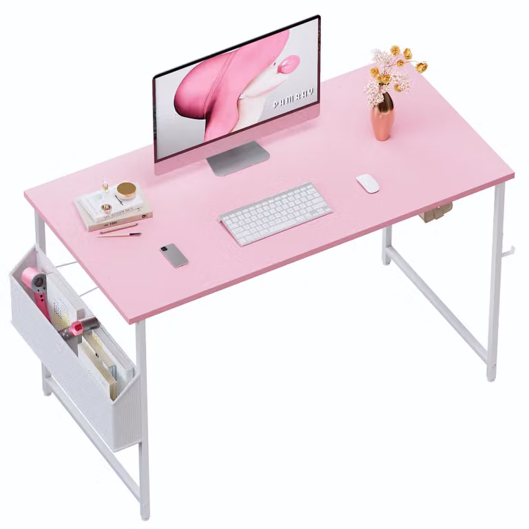 Scrivania per computer, dimensioni 120x50 cm, con tasca portaoggetti e gancio per cuffie