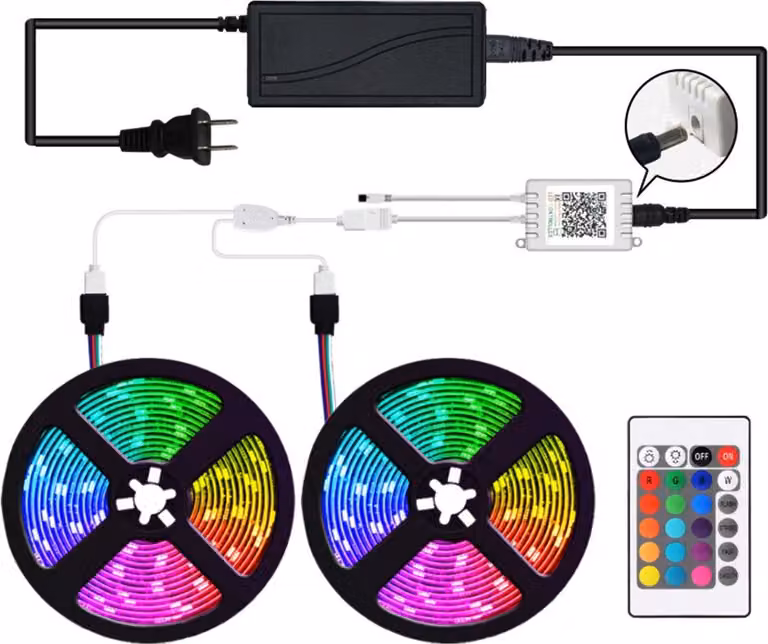 10/15M 600/900 LED impermeabile LED 2835RGB LED Strip Light 24-Key Remote+APP Smart Strip Decorazioni Luci di controllo - 10M