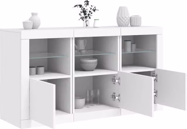 Credenza moderna vidaXL bianca con luci LED integrate L: 123 cm, P: 37 cm, H: 67 cm