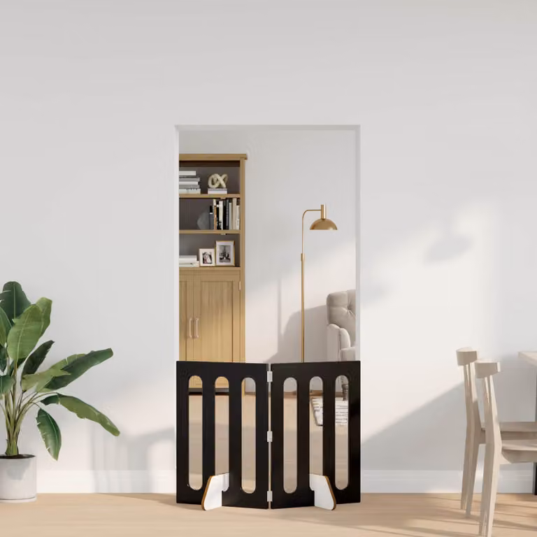 vidaXL Recinto pieghevole per cani in legno MDF, 2 pezzi, Nero opaco
