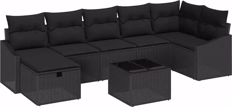 Set di divani con cuscino con archiviazione 8 pcs polyrattan