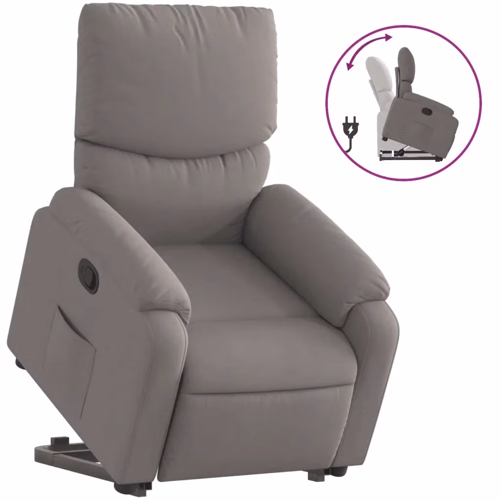 Poltrona Alzapersona Reclinabile vidaXL in Tessuto con Assistenza Elettrica, Colore Beige/Grigio – 2