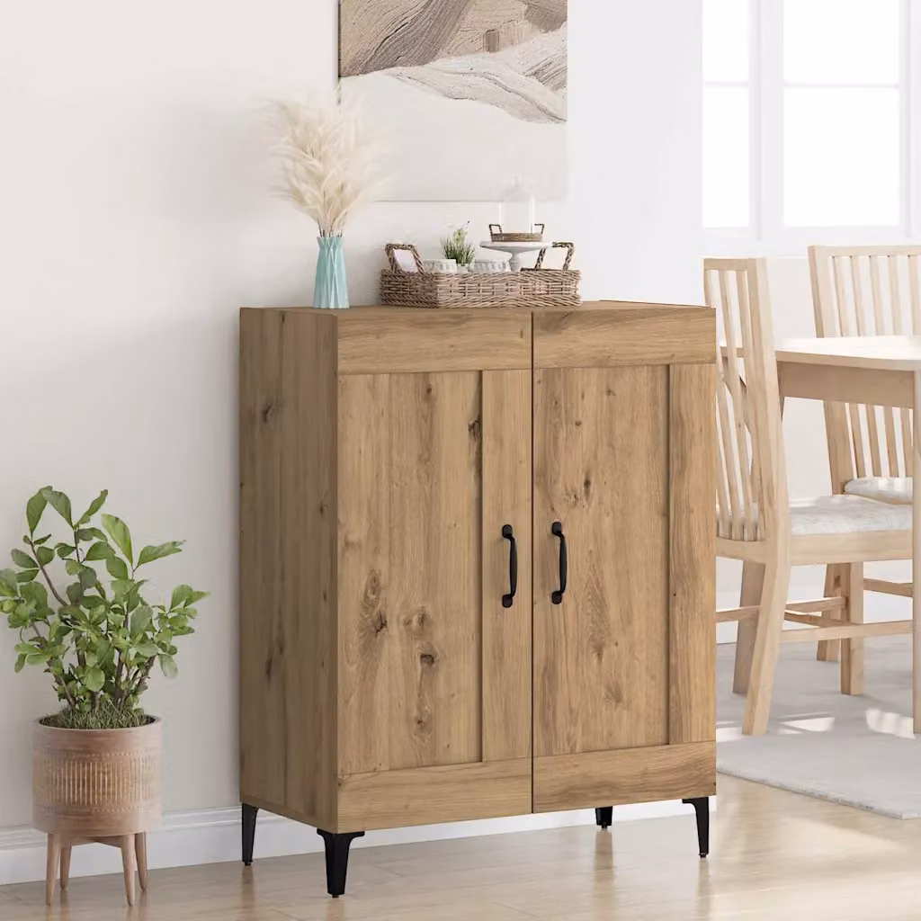 Credenza moderna vidaXL in legno e metallo color marrone L: 69,5 cm, P: 34 cm, H: 90 cm
