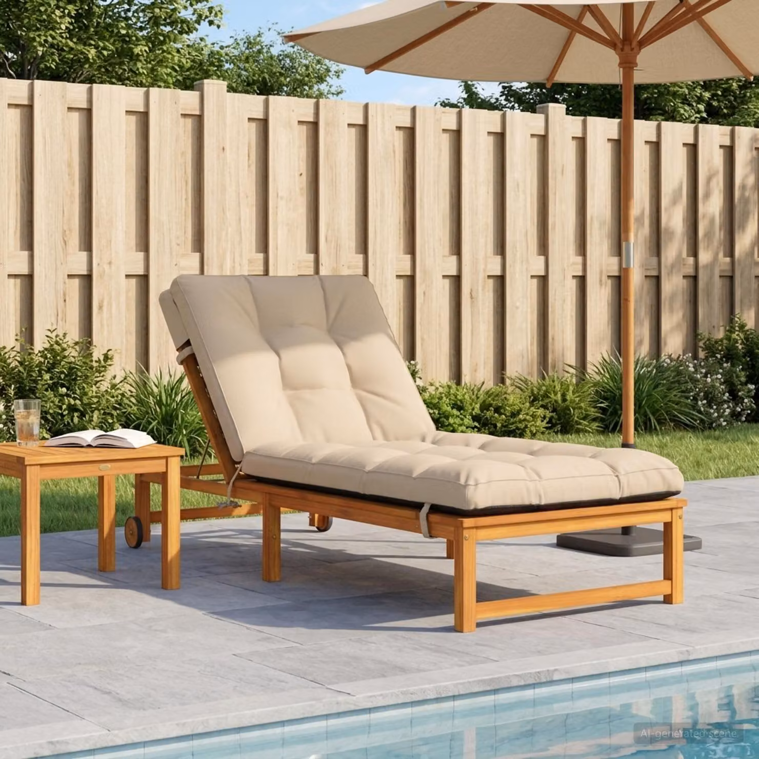 Cuscino per lettino vidaXL VIANEN in poliestere beige con rivestimento rimovibile e resistente ai raggi UV
