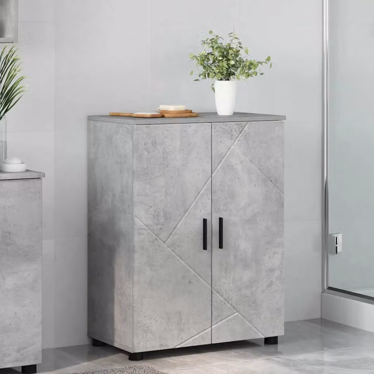 Mobile da bagno moderno vidaXL Grigio cemento L: 60 cm, P: 35 cm, H: 80 cm