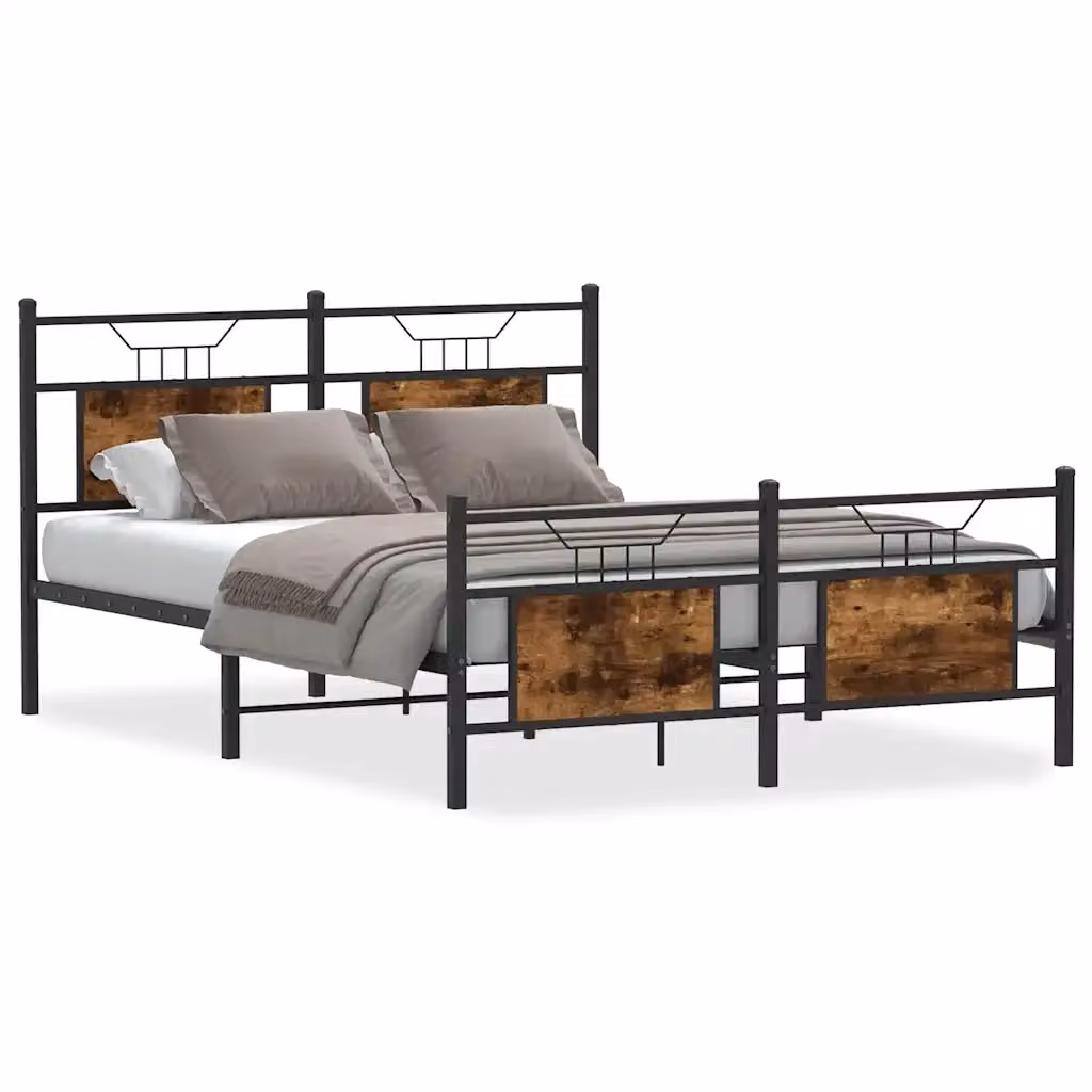 Giroletto senza materasso vidaXL in rovere fumo e metallo L: 142,5 cm, P: 196 cm, H: 91,5 cm – 2