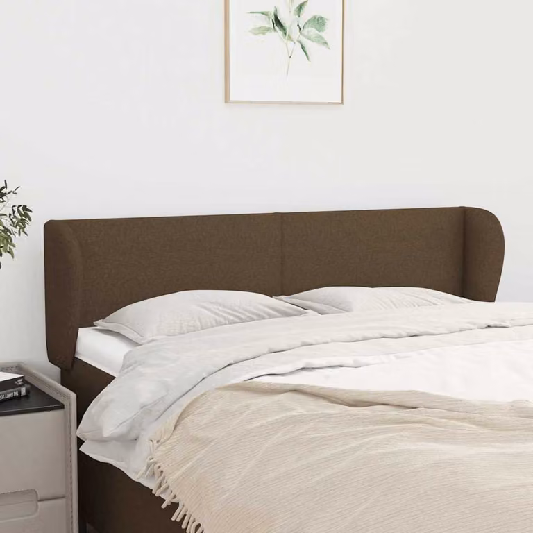 Testiera ad orecchio vidaXL in tessuto marrone scuro L: 147 cm, P: 23 cm, H: 78/88 cm
