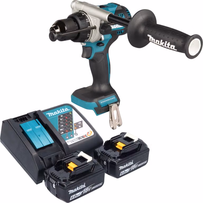 Makita DHP 492 RG Avvitatore a percussione a batteria 18 V 141 Nm Brushless + 2x batteria 6,0 Ah + caricabatteria