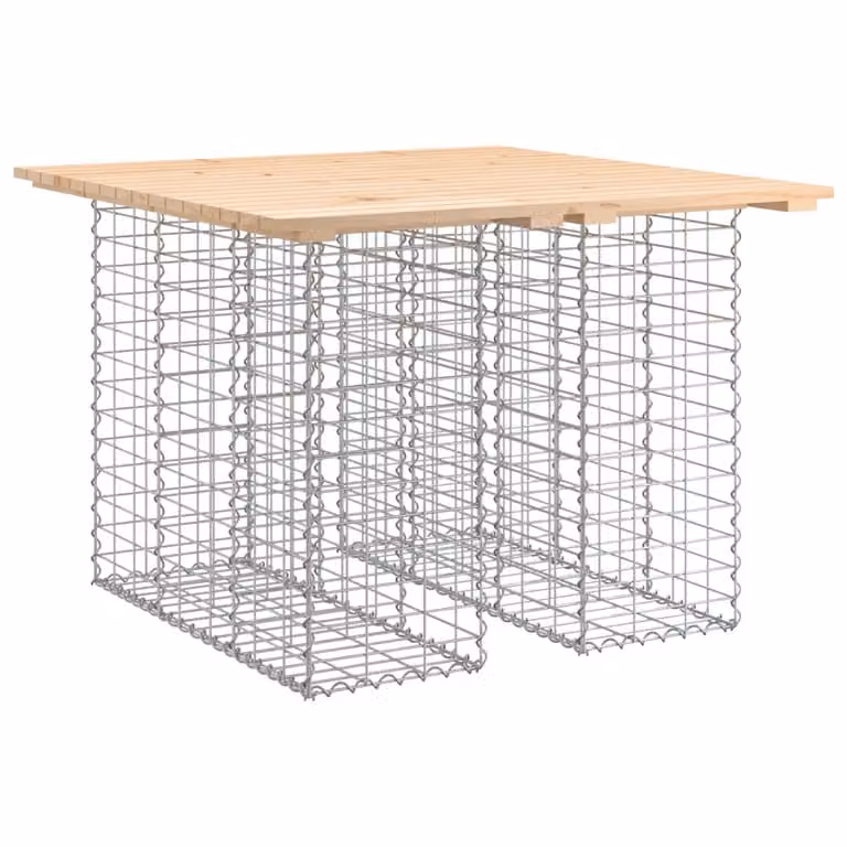 Tavolo da giardino in gabbione design 100x102x72 cm in legno massello di pino