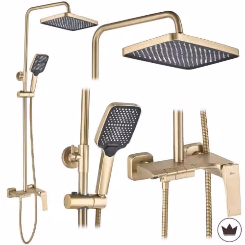 Rea - Set Doccia Oro Spazzolato Joe, 20,5X18X123Cm