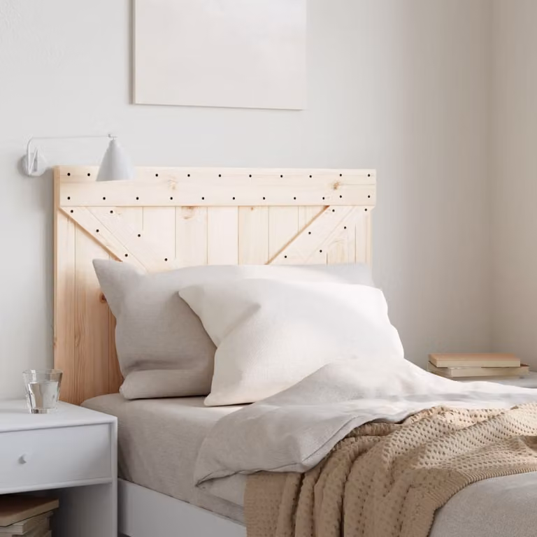 Testiera per letto vidaXL in legno massello di pino naturale stile rustico L: 90 cm, H: 104 cm