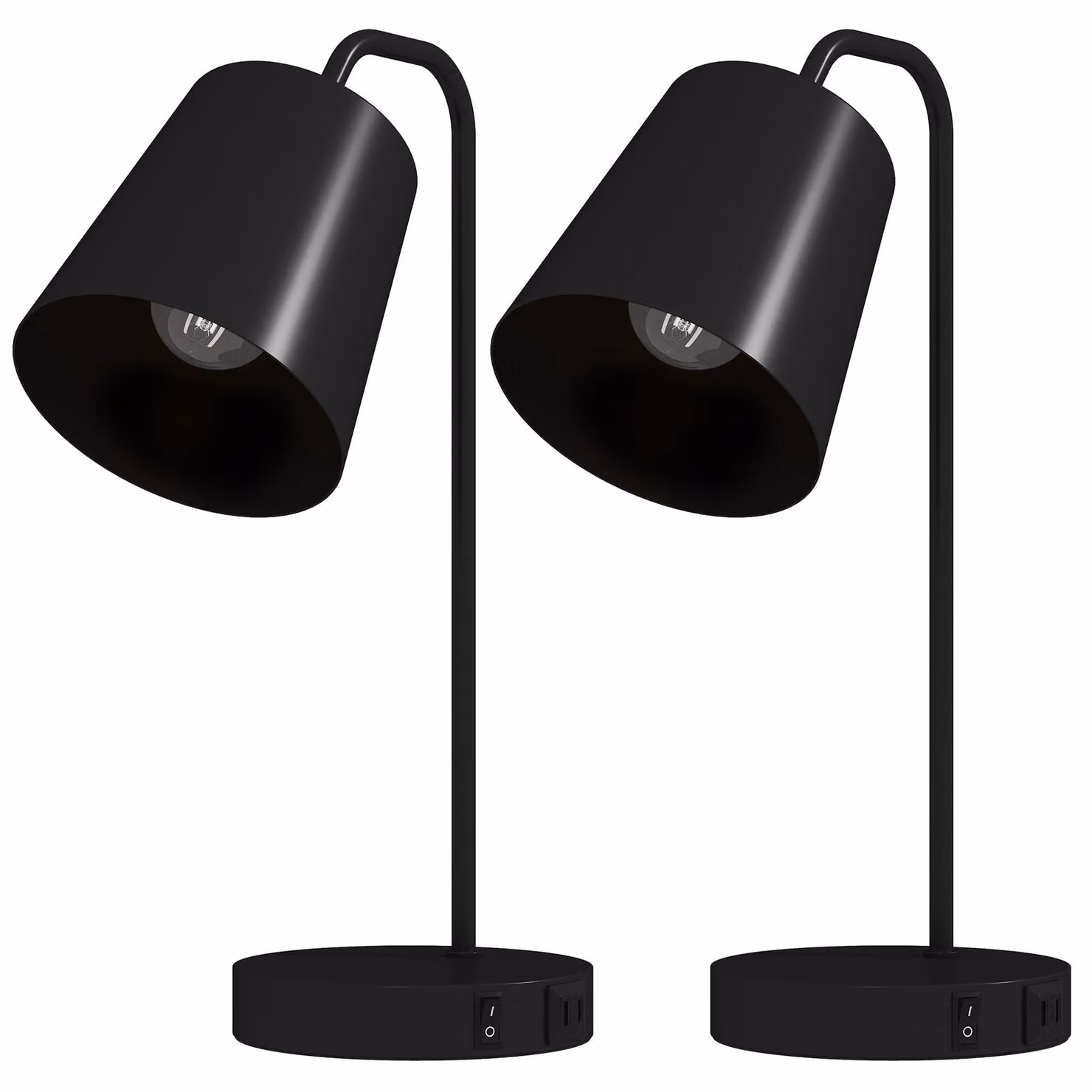 Set di due lampade da tavolo con porte USB-A e USB-C - Colore: nero | Dimensioni: 15x28x41 cm