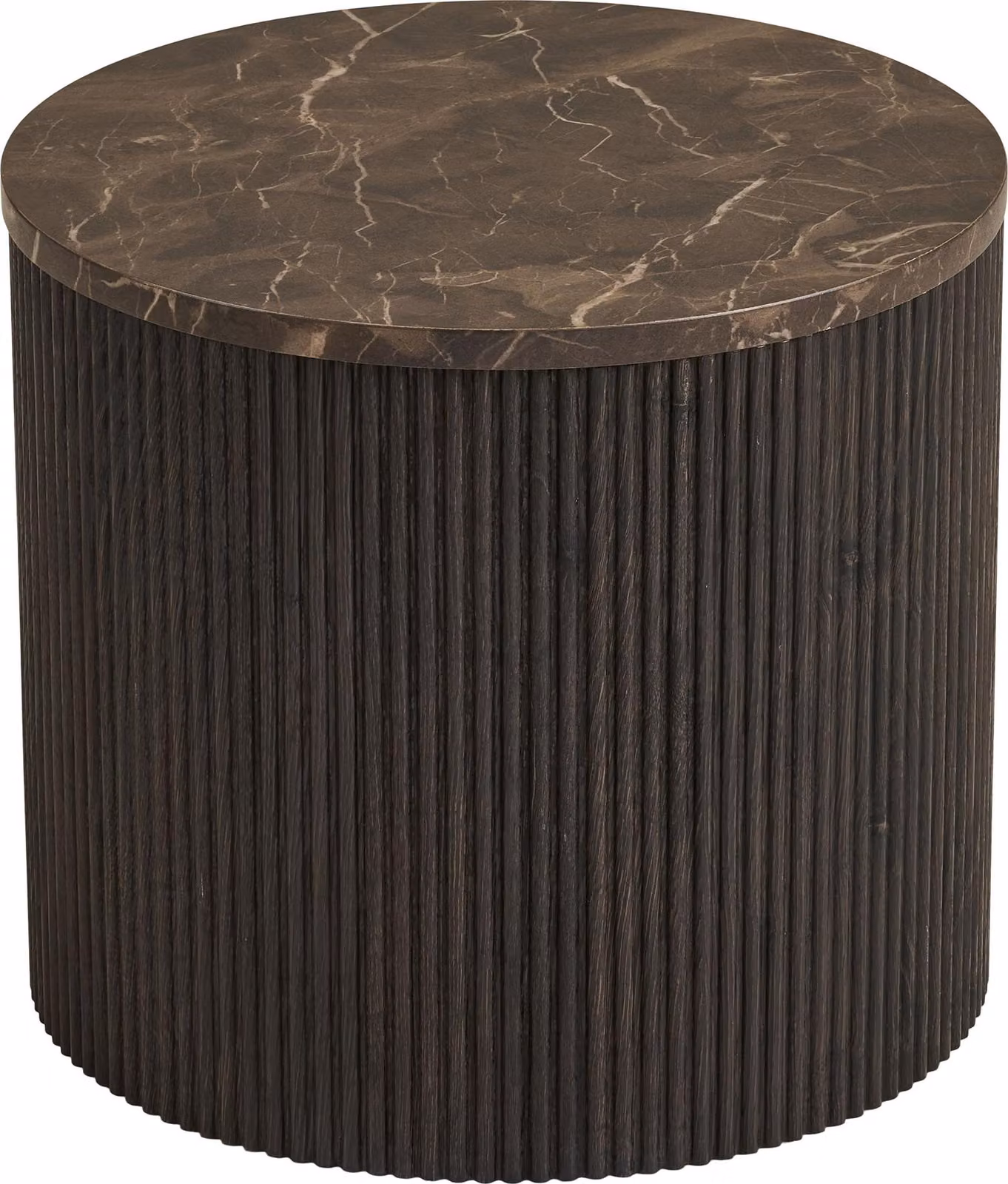 Tavolino Ida tavolino angolare Ø45cm marmo decor marrone.