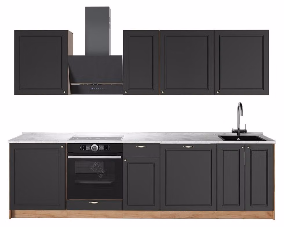 Cucina componibile Vicco Fame-Line Oro-antracite rustico/Rovere dorato 280 cm, PL Marmo, Model 64186
