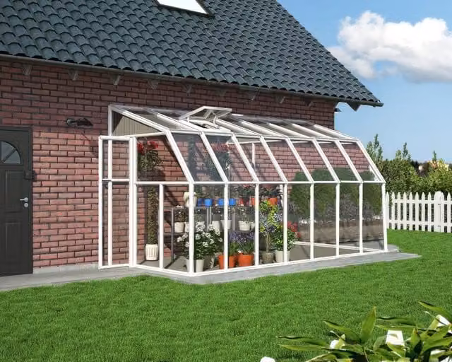 Veranda Canopia Palram Sun Room in Policarbonato e Acciaio Zincato Bianco, Modello Lean-to a Parete, L: 4.4 m x P: 2 m
