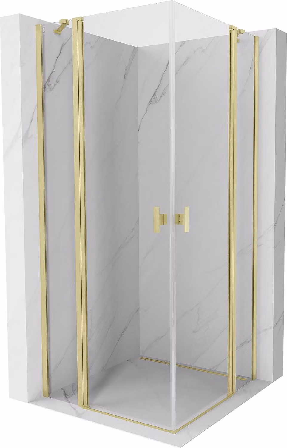 Mexen Mist Duo cabina doccia a battente 115 x 115 cm, trasparente, oro spazzolato - 8A4-115-115-55-00