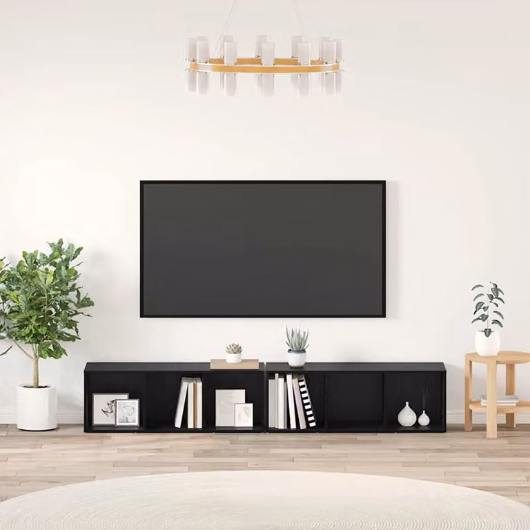 Set di 2 mobili TV moderni vidaXL in legno ingegnerizzato Rovere e Nero per soggiorno